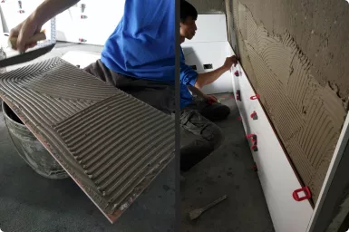 磁磚雙面塗抹黏著劑